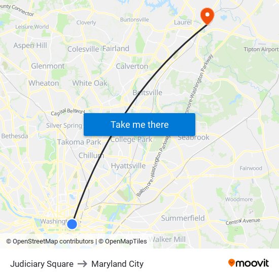 Judiciary Square to Maryland City map