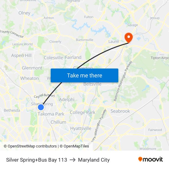 Silver Spring+Bay 113 to Maryland City map