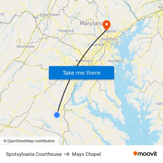 Spotsylvania Courthouse to Mays Chapel map