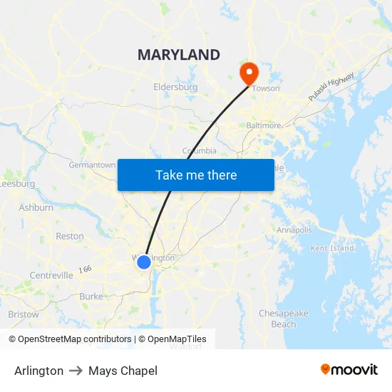Arlington to Mays Chapel map