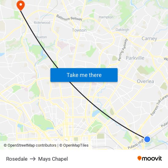 Rosedale to Mays Chapel map