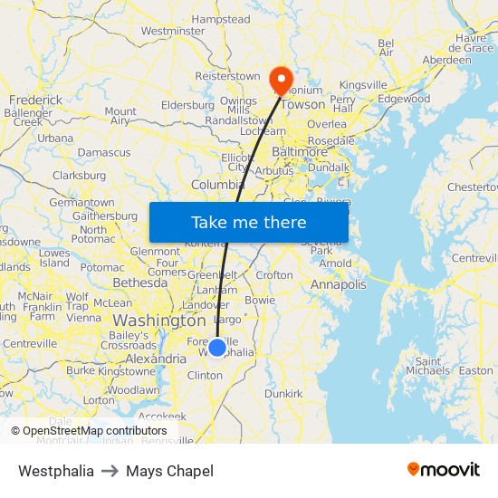 Westphalia to Mays Chapel map