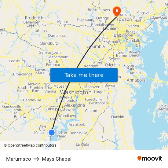 Marumsco to Mays Chapel map