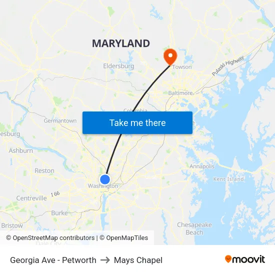 Georgia Ave - Petworth to Mays Chapel map