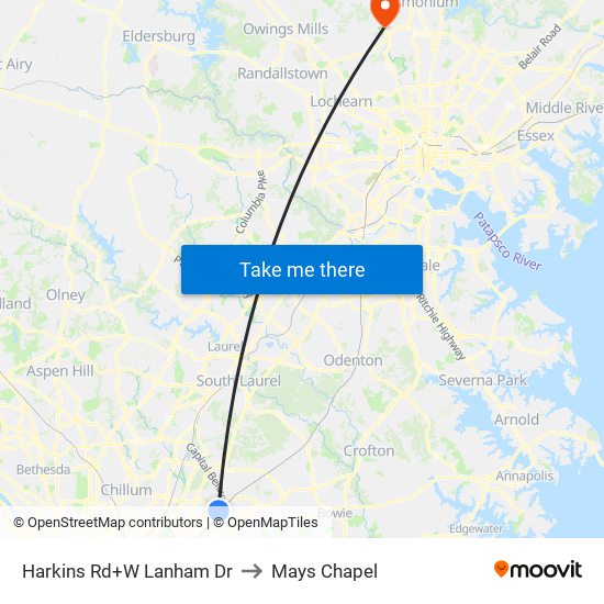 Harkins Rd+W Lanham Dr to Mays Chapel map