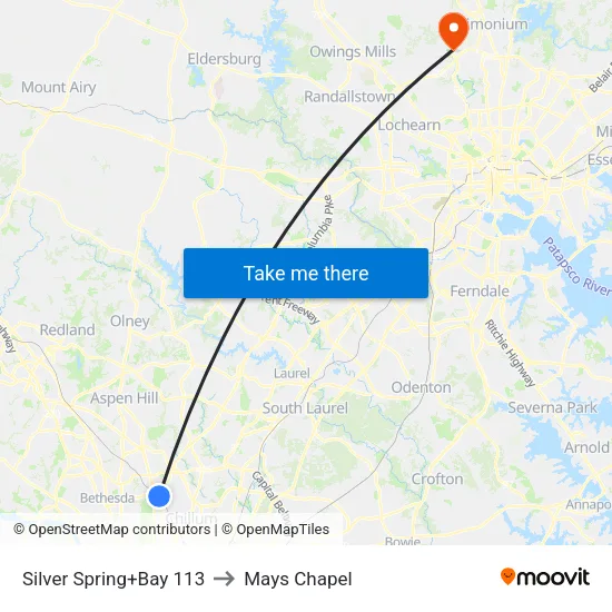 Silver Spring+Bay 113 to Mays Chapel map