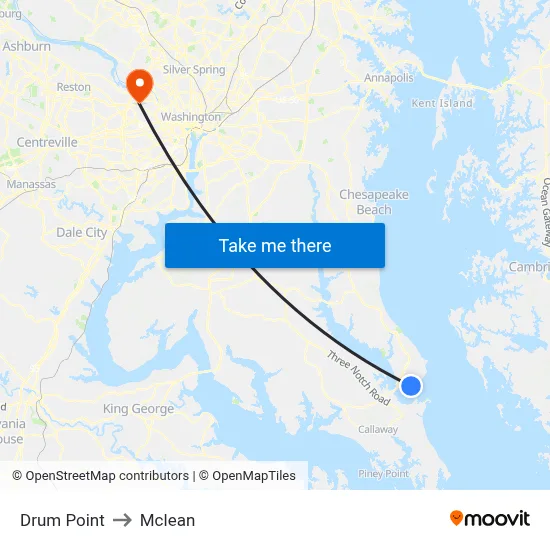 Drum Point to Mclean map