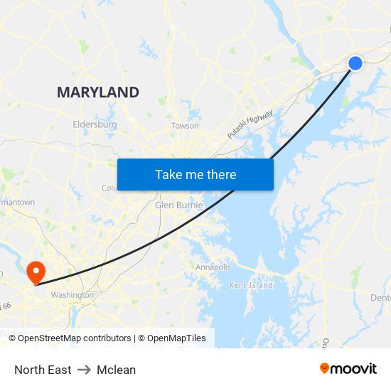 North East to Mclean map