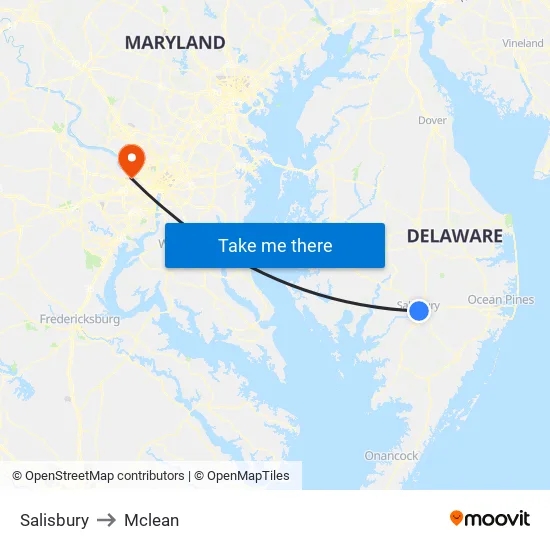 Salisbury to Mclean map
