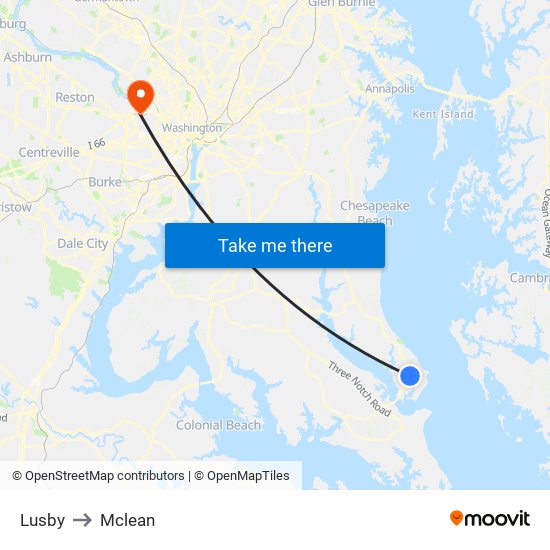 Lusby to Mclean map