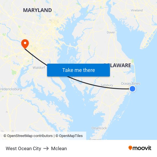 West Ocean City to Mclean map