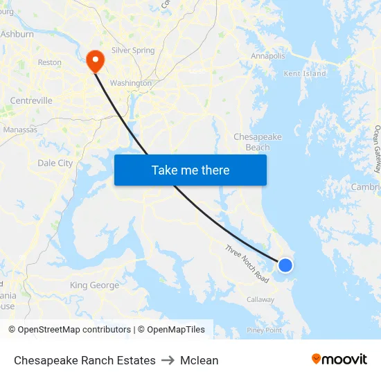 Chesapeake Ranch Estates to Mclean map
