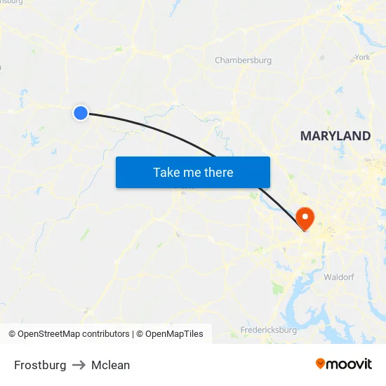 Frostburg to Mclean map