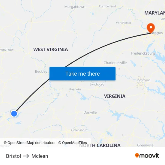 Bristol to Mclean map