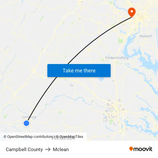 Campbell County to Mclean map