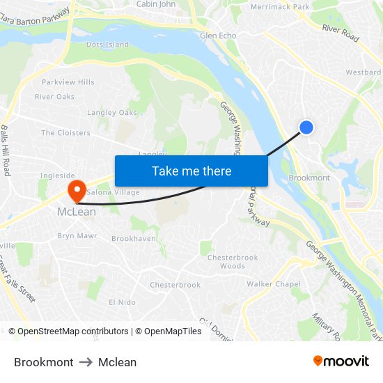 Brookmont to Mclean map