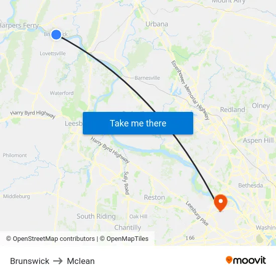 Brunswick to Mclean map
