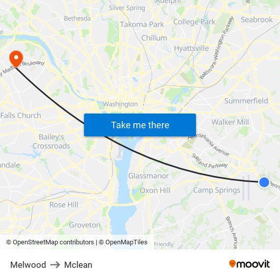 Melwood to Mclean map