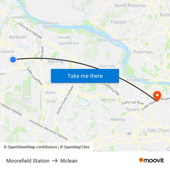 Moorefield Station to Mclean map