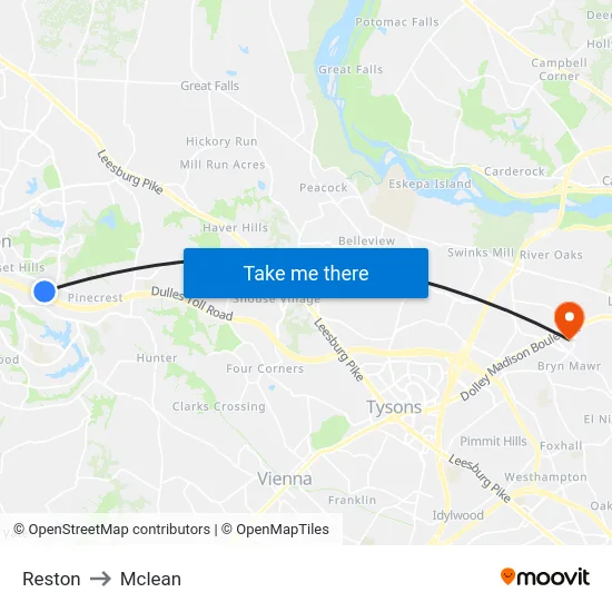 Reston to Mclean map