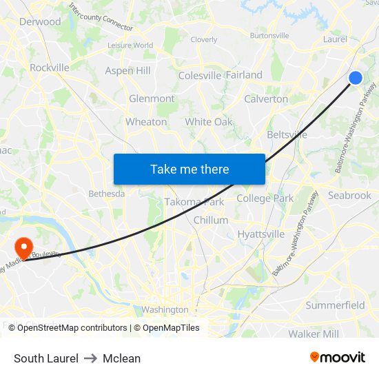 South Laurel to Mclean map