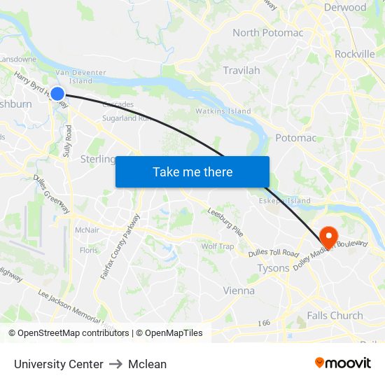 University Center to Mclean map