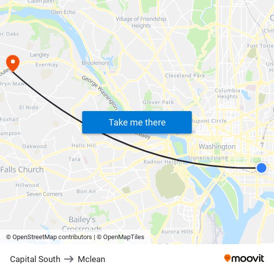 Capital South to Mclean map