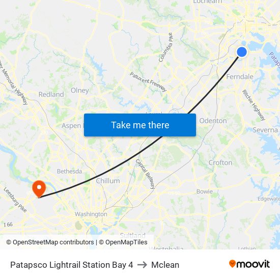 Patapsco Lightrail Station Bay 4 to Mclean map