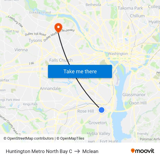 Huntington Metro North Bay C to Mclean map