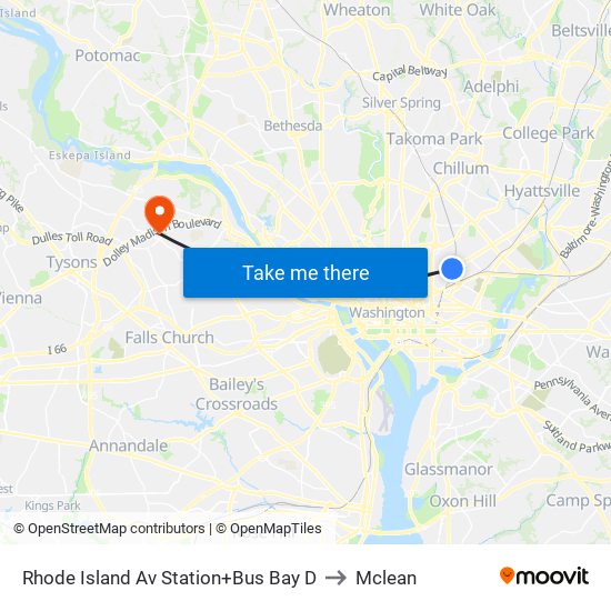 Rhode Island Ave-Brentwood+Bay D to Mclean map