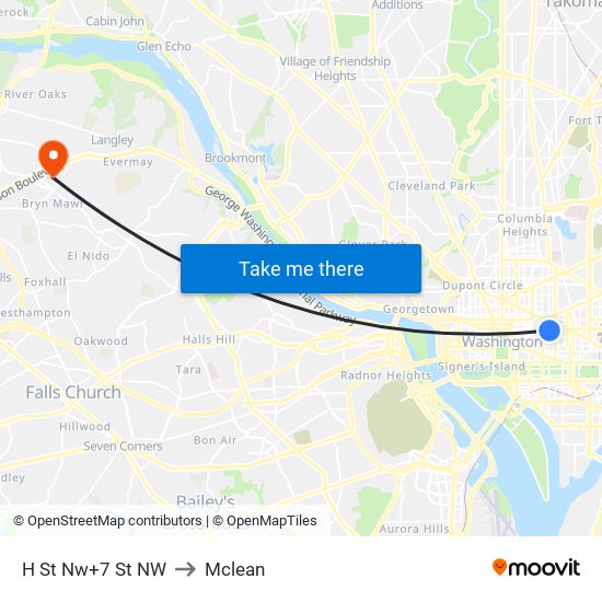 H St Nw+7 St NW to Mclean map