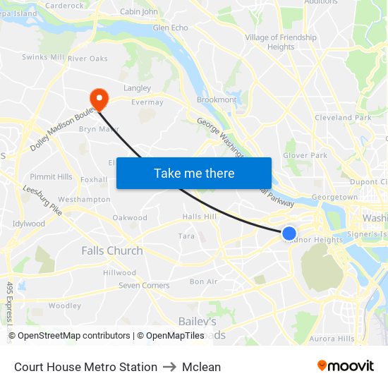 Court House Metro Station to Mclean map