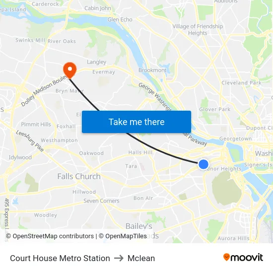 Court House Metro Station to Mclean map