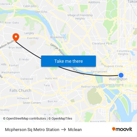 Mcpherson Sq Metro Station to Mclean map