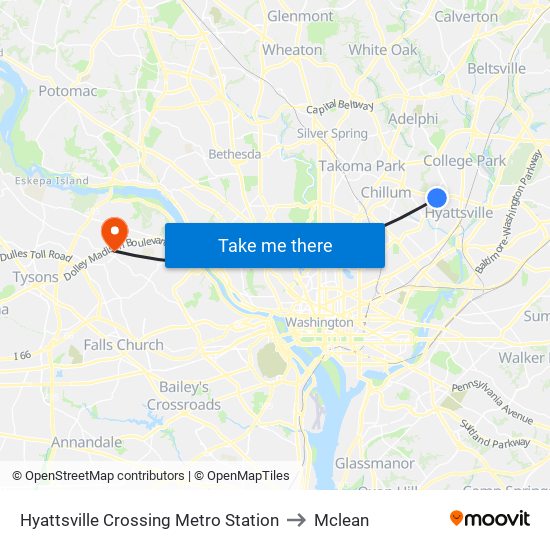 Hyattsville Crossing Metro Station to Mclean map