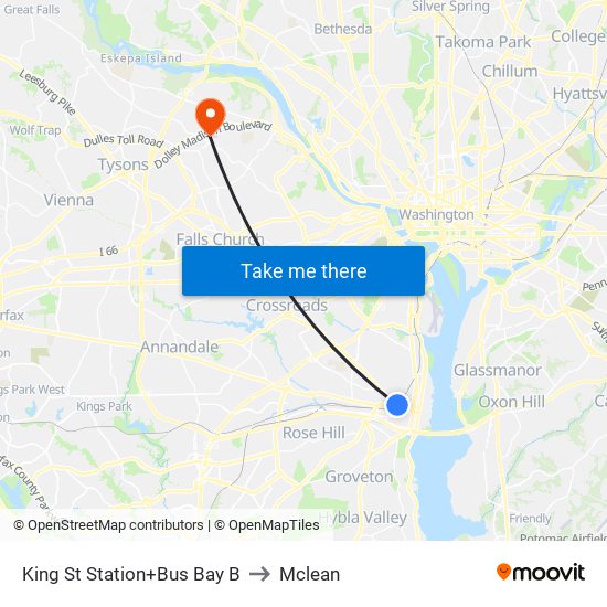 King Street-Old Town+Bay B to Mclean map