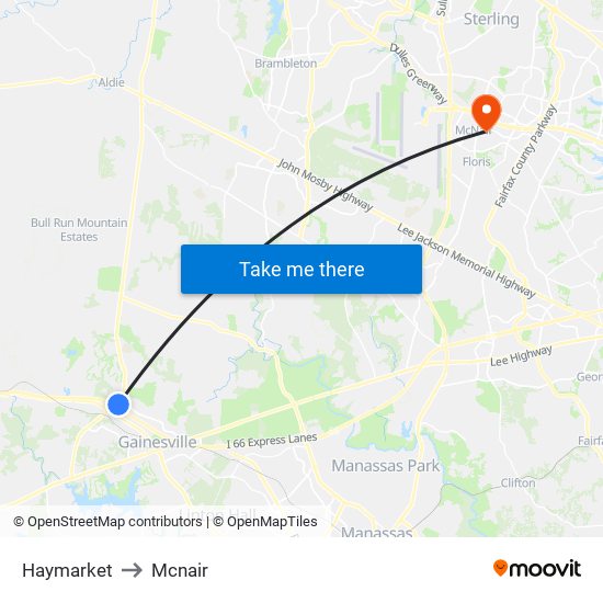 Haymarket to Mcnair map