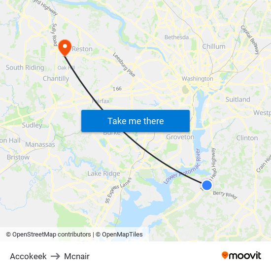 Accokeek to Mcnair map