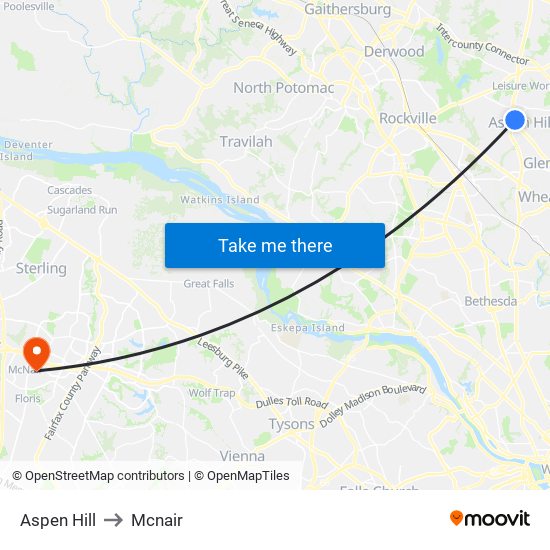 Aspen Hill to Mcnair map