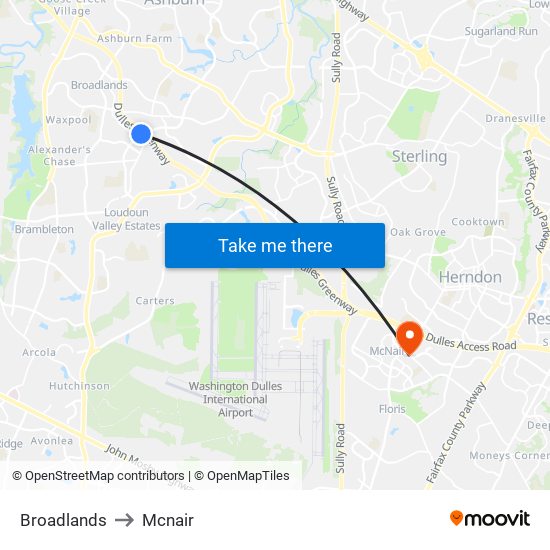 Broadlands to Mcnair map