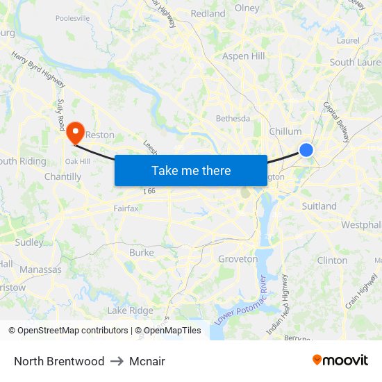 North Brentwood to Mcnair map