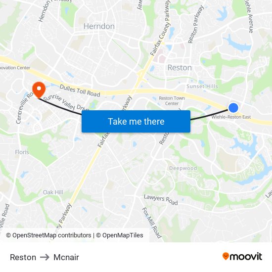 Reston to Mcnair map