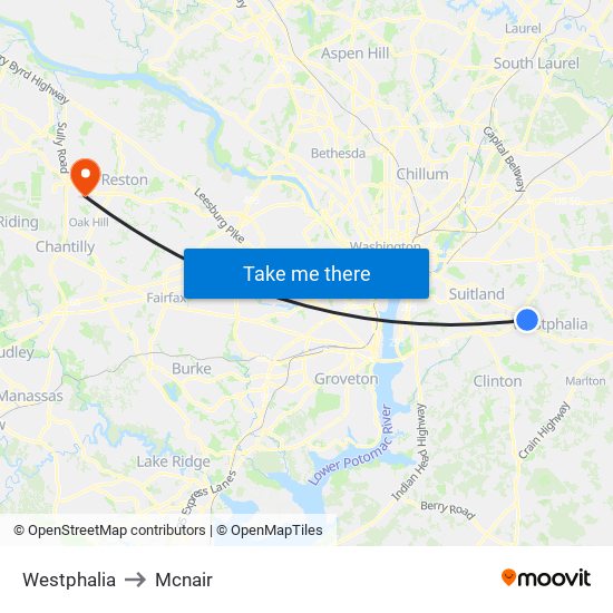 Westphalia to Mcnair map