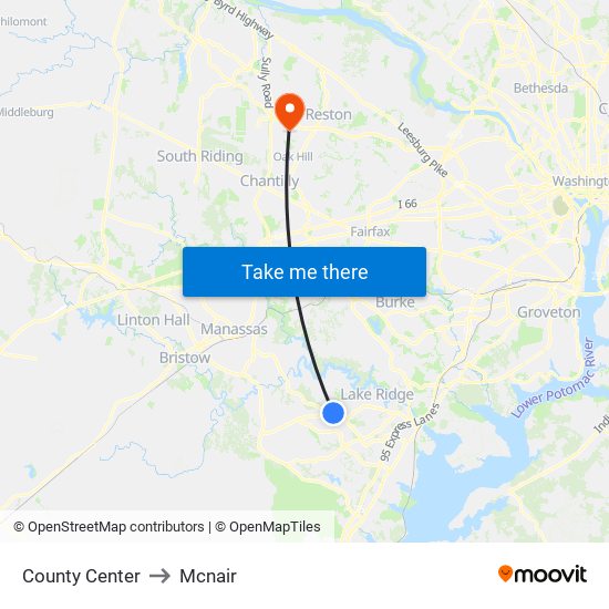 County Center to Mcnair map