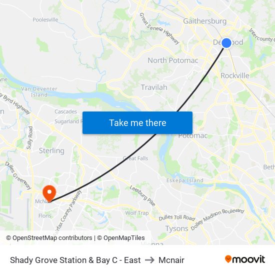 Shady Grove Station & Bay C - East to Mcnair map