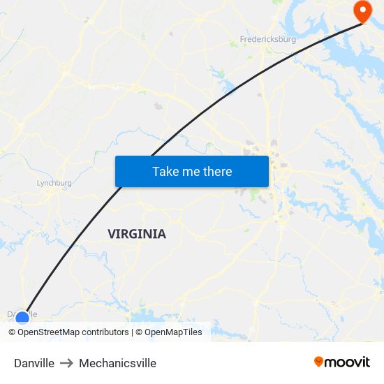 Danville to Mechanicsville map