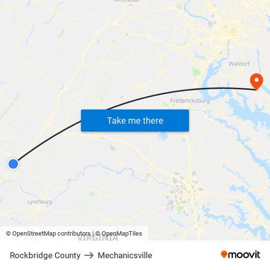 Rockbridge County to Mechanicsville map