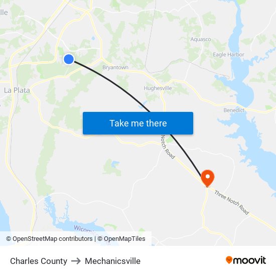 Charles County to Mechanicsville map