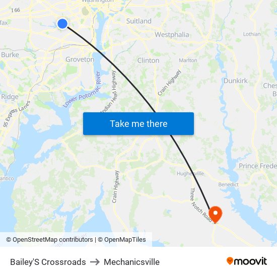 Bailey'S Crossroads to Mechanicsville map