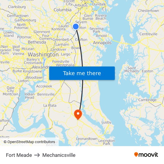 Fort Meade to Mechanicsville map